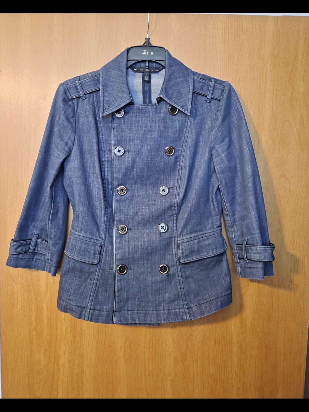 WHITE HOUSE BLACK MARKET  Indigo Denim Double-Breasted Peacoat Size 2